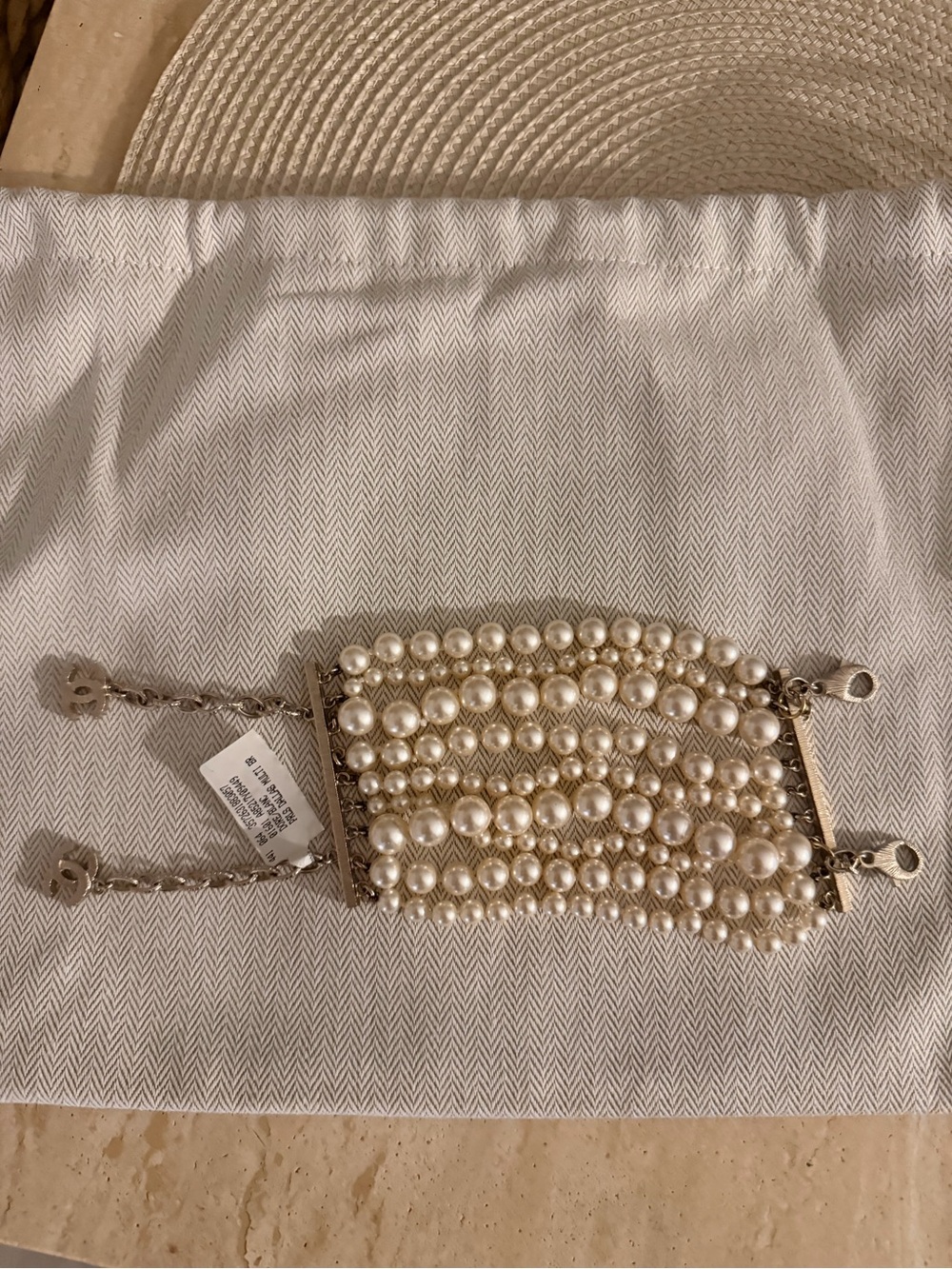 CHANEL Gold-Tone Multi-Strand Pearl Bracelet